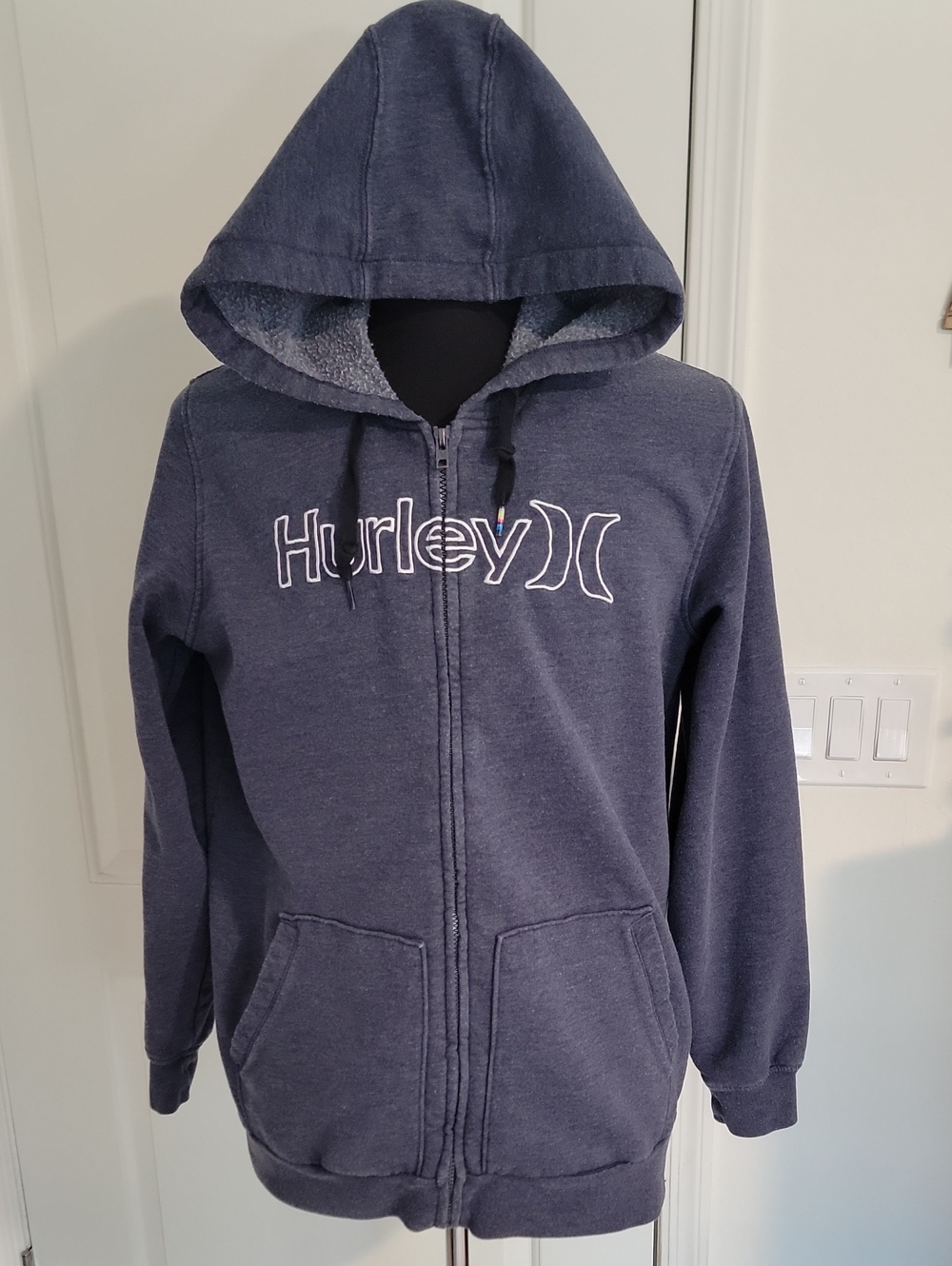 Hurley Dark Navy Embroidered Full-Zip Hooded Sweatshirt